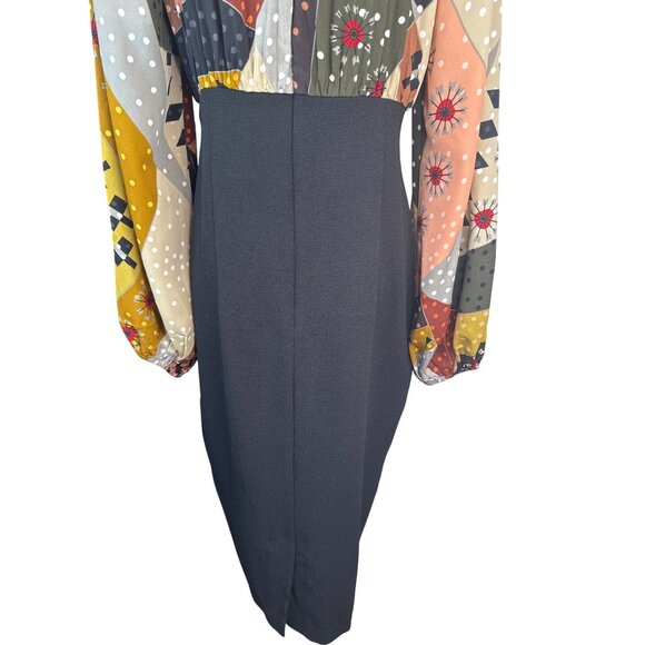 Traffic People Size Medium Multicolor Patchwork Balloon Sleeve Dress NWt - Picture 7 of 16